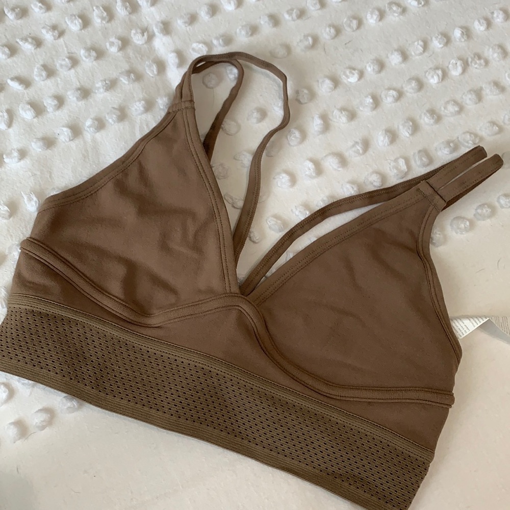 XS sports bra fabletics brown